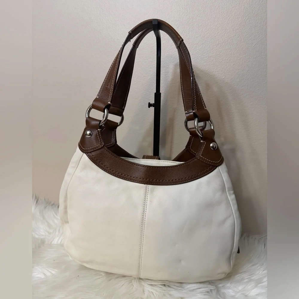 Coach White and Brown Hobo Bag# F15527